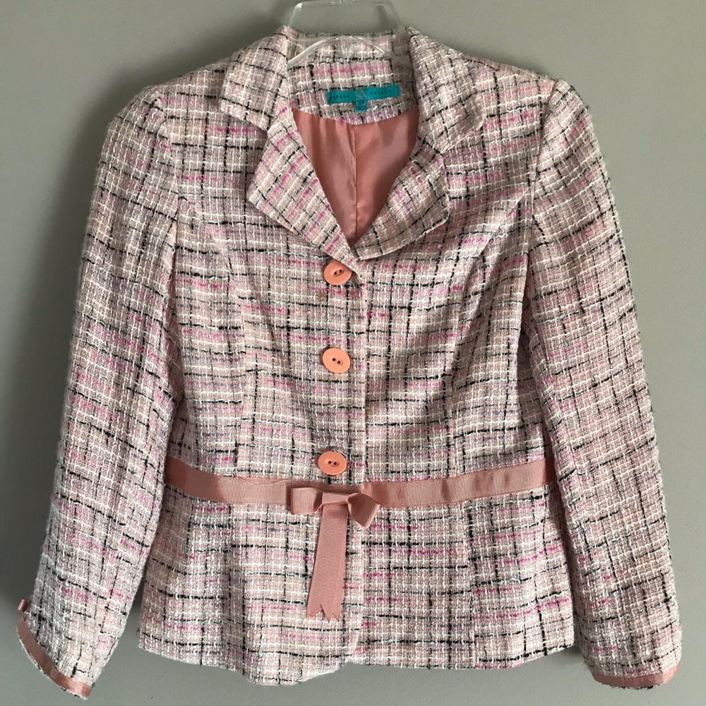 Sharon Anthony Pink and White Blazer
